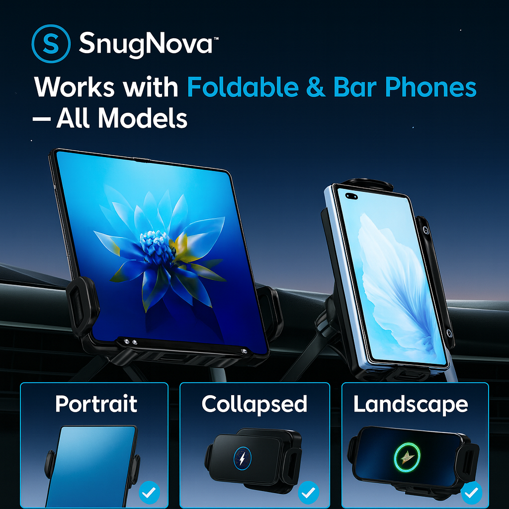 SnugNova™ GlideCharge 360 — Wireless Charging Car Mount