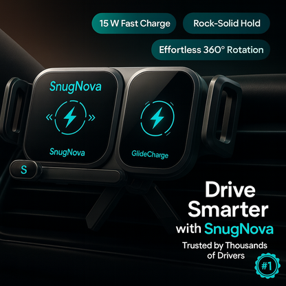 SnugNova™ GlideCharge 360 — Wireless Charging Car Mount